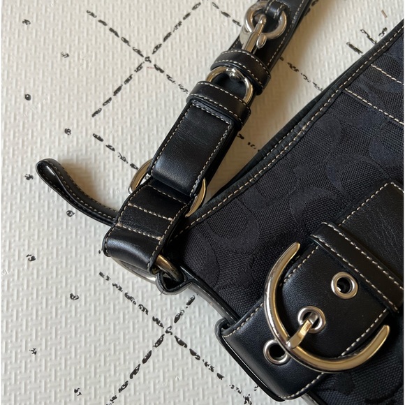 Coach Signature Pattern Leather & Cloth Cross Body Bag - Picture 2 of 7